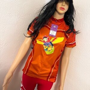 Womens Orange Graphic cycling Jersey